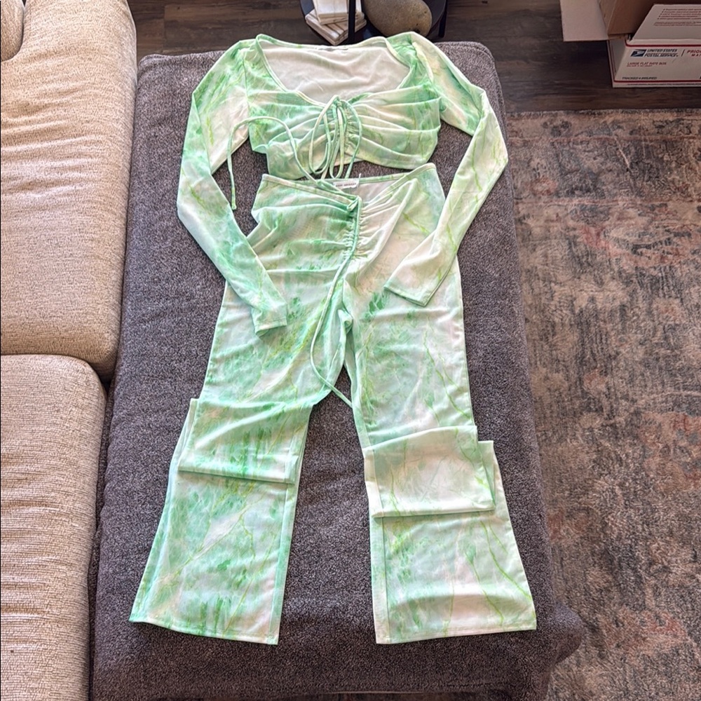 Good American Green Tie-Dye Swim Coverup Set